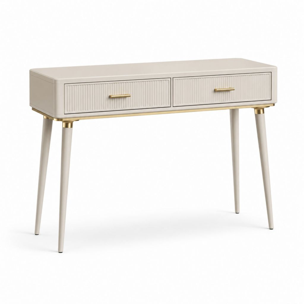 Konsolentisch mit 2 Schubladen Cremeweiß MDF Stahl 120 x 40 x 80 cm