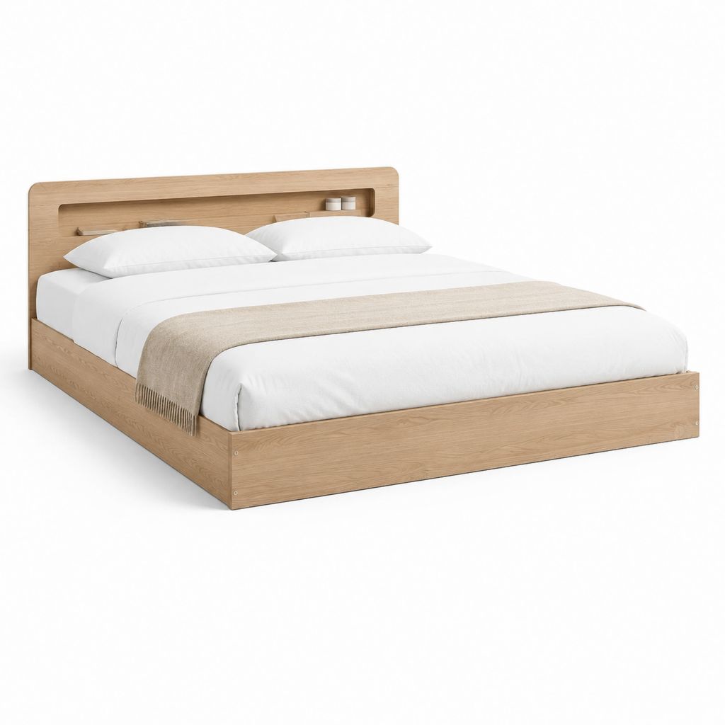 Doppelbett Bettgestell Eiche hell MDF rechteckig 160 x 200 cm