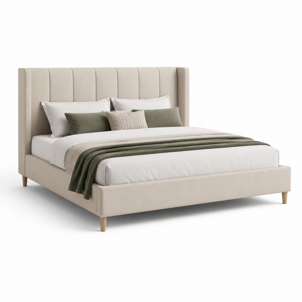 Polsterbett Doppelbett Beige Polyester Rechteckig 160 x 200 cm