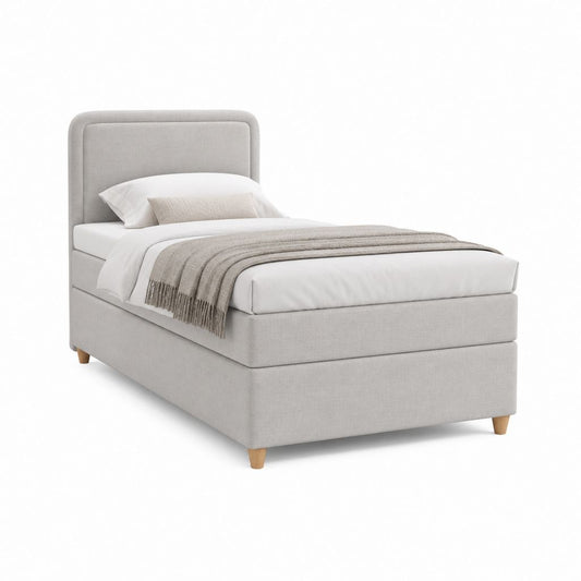 Polsterbett Einzelbett Hellgrau mit Polyesterbezug 90 x 200 cm