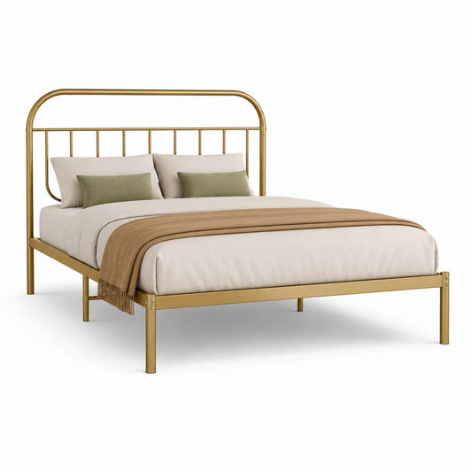 Metallbett Bettgestell Gold Stahl 160 x 200 cm mit hohem Kopfteil