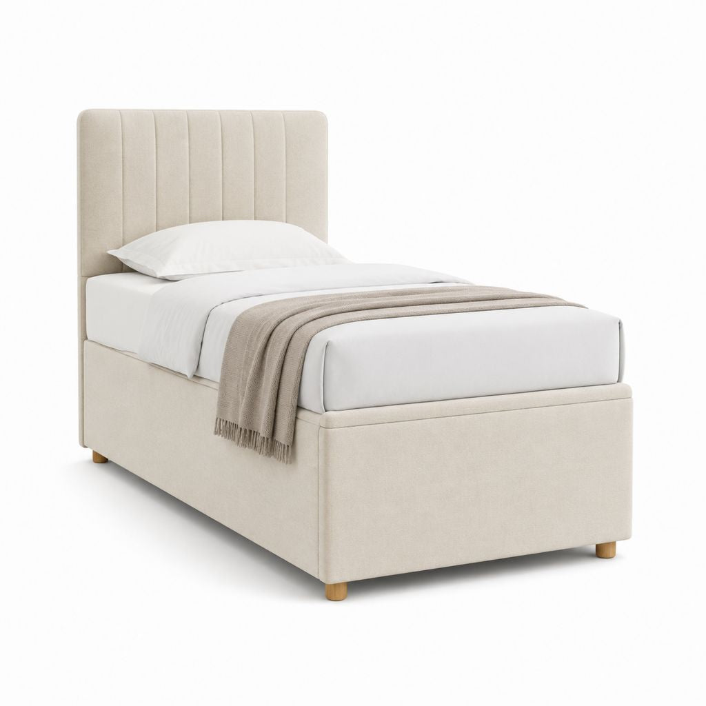 Polsterbett Einzelbett Beige Polyester Rechteckig 90 x 200 cm