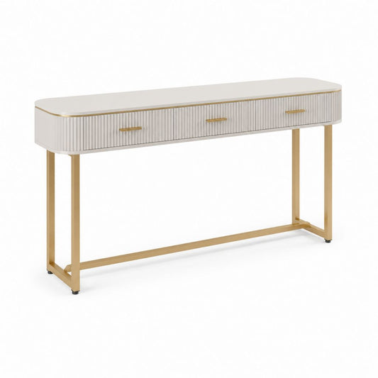 Konsolentisch mit 3 Schubladen Weiß Gold MDF Stahl rechteckig 120 x 35 x 80 cm