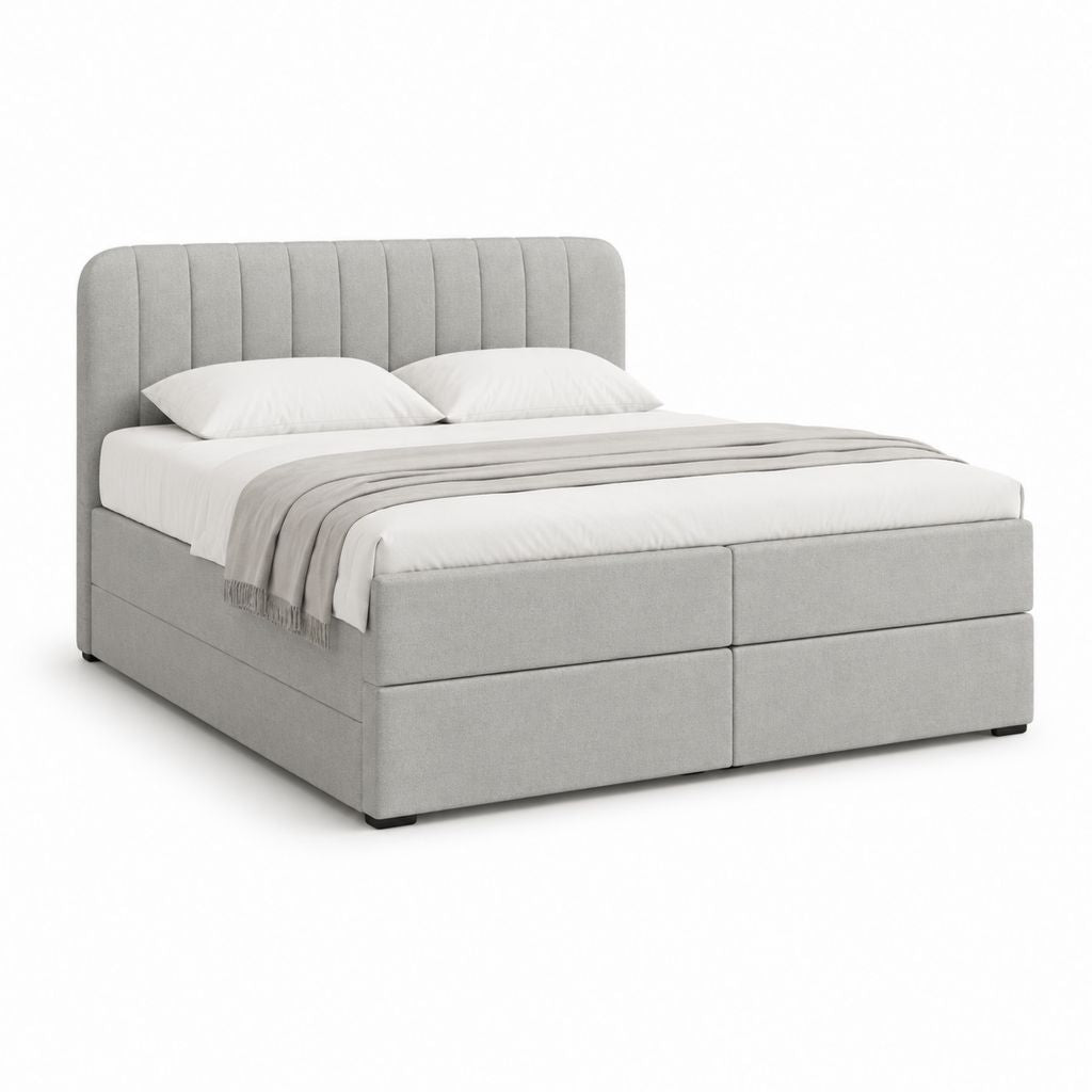 Boxspringbett Hellgrau Polyester Rechteckig mit Liegefläche 180 x 200 cm