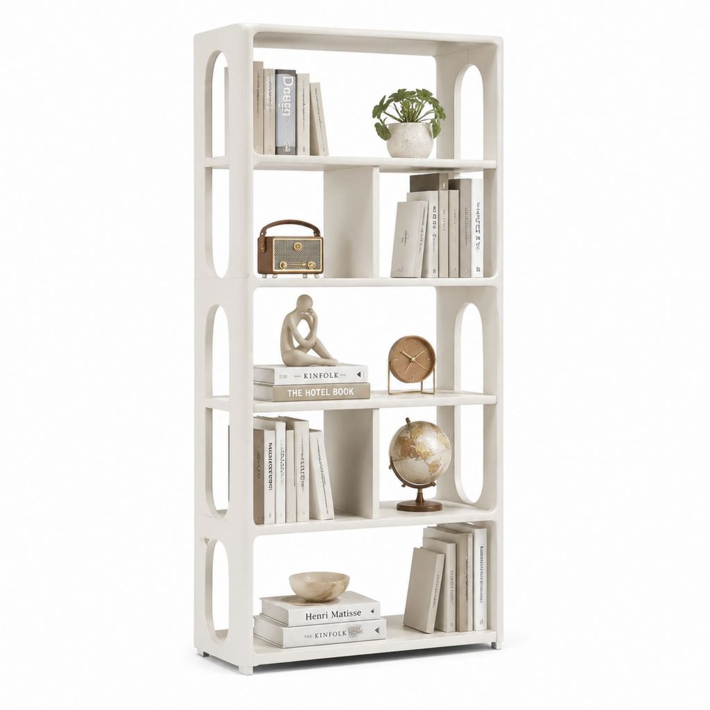 Bücherregal Weiß Polypropylen Rechteckig mit 4 offenen Fächern 80 x 30 x 180 cm