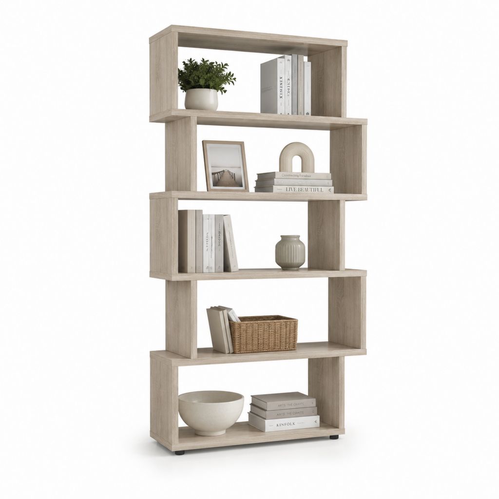 Bücherregal Standregal Eiche hell aus MDF 80 x 30 x 180 cm mit 5 offenen Fächern