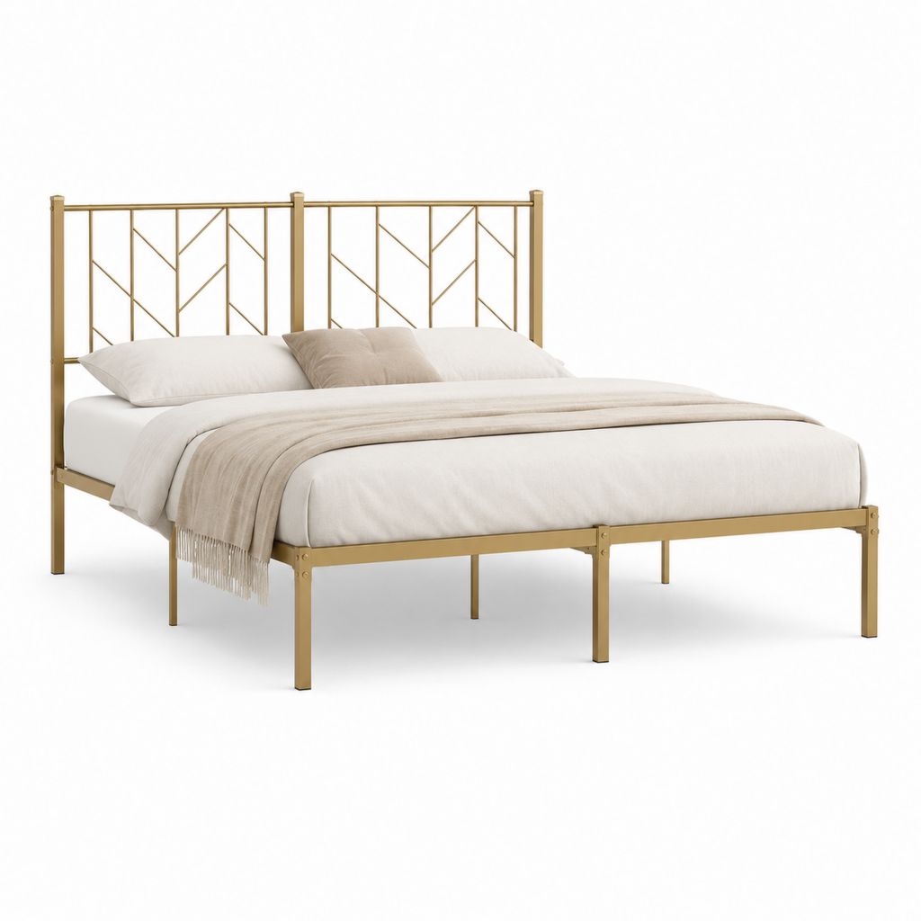 Metallbett Doppelbett Gold pulverbeschichteter Stahl rechteckig 160 x 200 cm